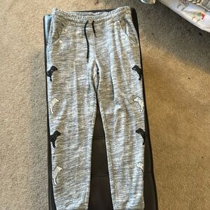 Gray Victoria’s Secret pink sweat pants with beautiful sequin dogs